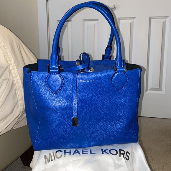 Michael Kors Miranda Leather Tote - Cobalt Blue Luxury Collection - Dust Bag Inc - Picture 1 of 11